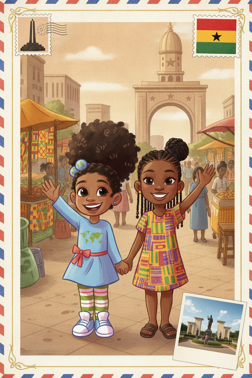 The cover of the Accra, Ghana book: Alexandria and her friend